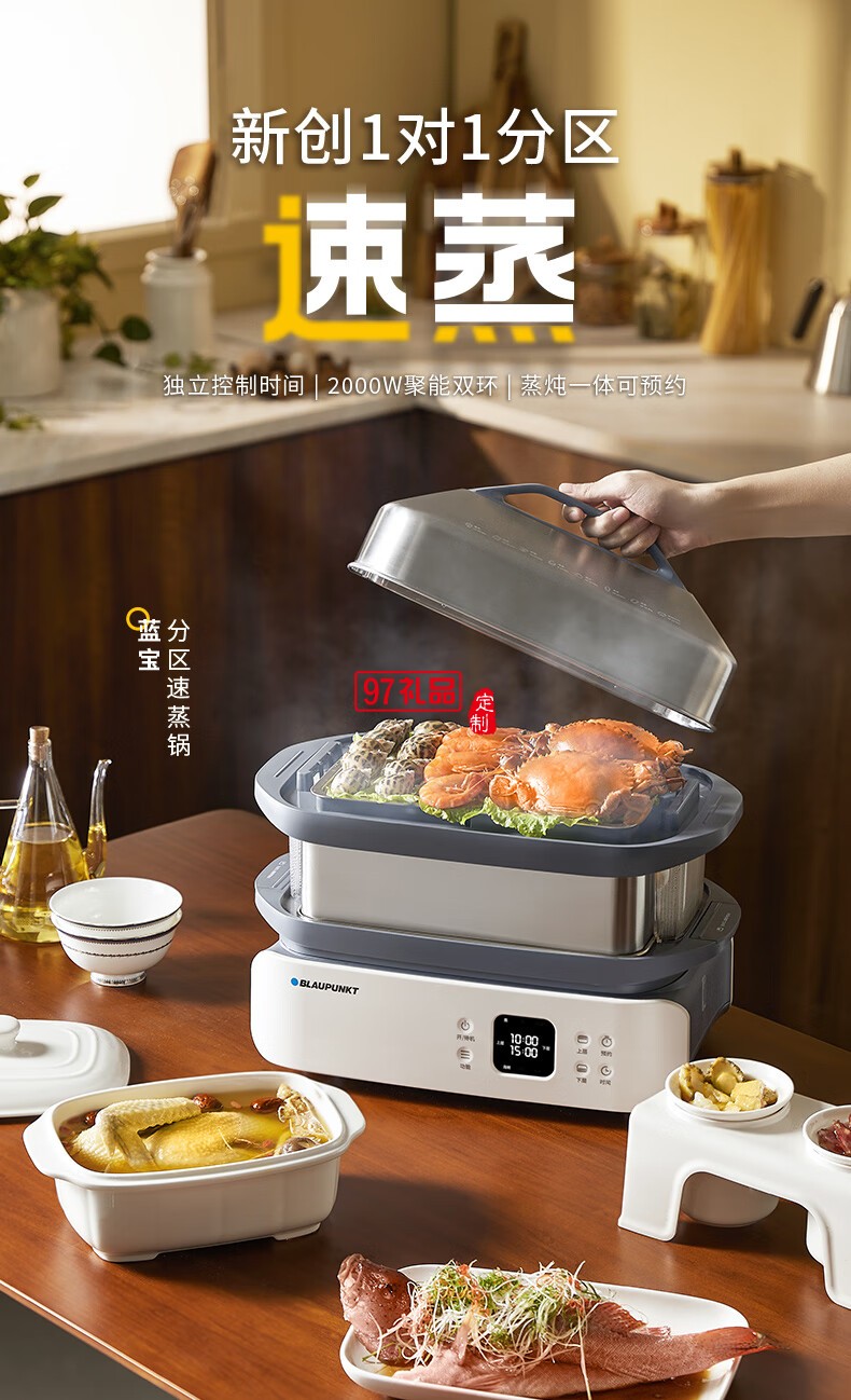 藍寶·分區(qū)電蒸鍋+雙燉盅