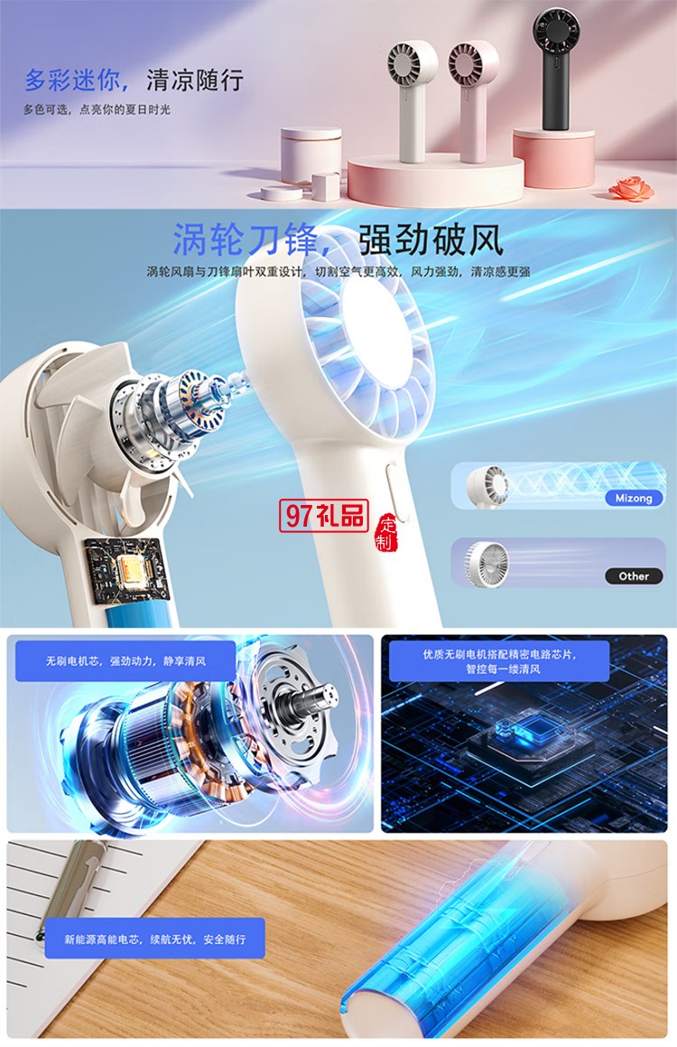 標(biāo)若標(biāo)若M02系列手持風(fēng)扇 白色 1200mAh