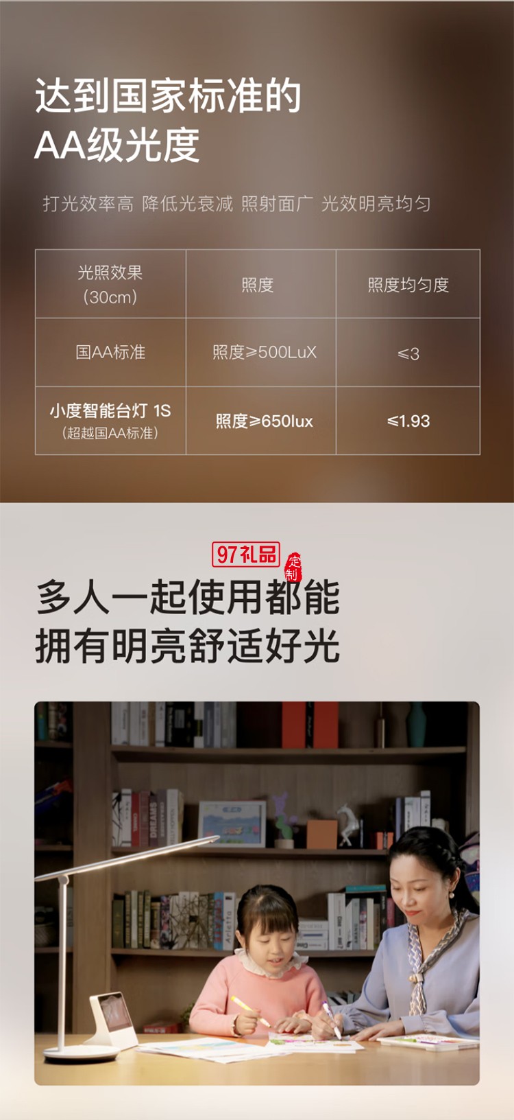 小度智能臺燈1S 護眼學習臺燈 讀寫閱讀床頭臥室折疊語音控制臺燈 