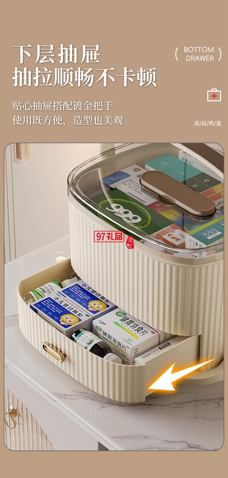 家用便捷式藥箱家庭裝全套急救箱大容量藥品醫(yī)療箱分格手提醫(yī)藥箱