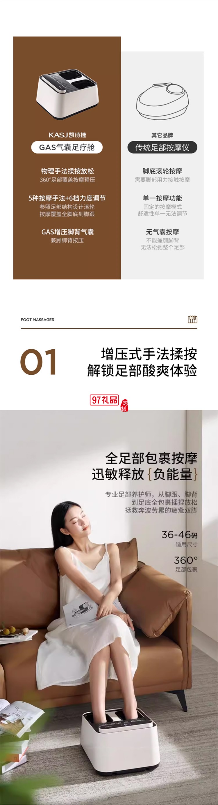 凱詩(shī)捷（KASJ） 足療機(jī)足底按摩儀腳部足部腳底按摩器送父親母親長(zhǎng)輩生