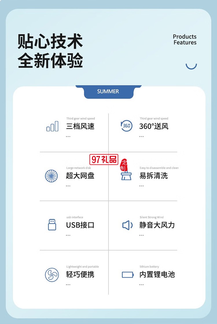 西佑西佑SIUU臺吊壁掛多用蓄電款USB電風(fēng)扇 白色