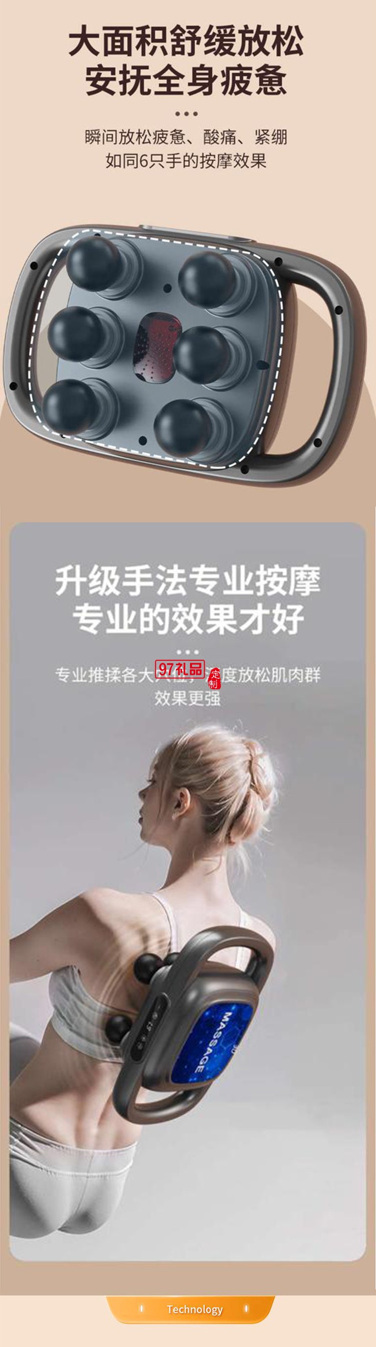 六頭筋膜槍多功能按摩器專業(yè)級四高頻震動按摩肌肉放松家用