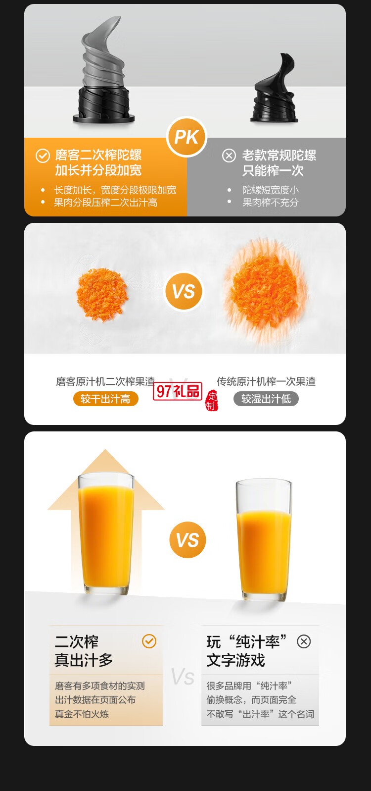 【二次榨】榨汁機(jī)原汁機(jī) 大口徑汁渣分離 渣汁分離果汁 家用多功能水果蔬