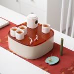 中秋桂月團(tuán)圓國(guó)風(fēng)陶瓷茶具套裝手繪玉兔品茗杯壺 家用送禮盒裝